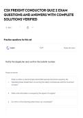 CSX FREIGHT CONDUCTOR QUIZ 2 EXAM QUESTIONS AND ANSWERS WITH COMPLETE SOLUTIONS VERIFIED