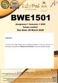 BWE1501 Assignment 1 &lpar;COMPLETE ANSWERS&rpar; Semester 1 2026 - DUE 26 March 2026