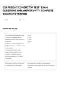 CSX FREIGHT CONDUCTOR TEST 1 EXAM QUESTIONS AND ANSWERS WITH COMPLETE SOLUTIONS VERIFIED