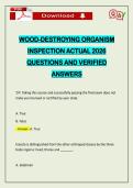 WOOD-DESTROYING ORGANISM INSPECTION ACTUAL 2026 QUESTIONS AND VERIFIED ANSWERS