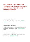 VITA ADVANCED - TEST NEWEST 2026 WITH QUESTIONS AND CORRECT DETAILED ANSWERS FROM A VERIFIED SOURCE&vert; BRAND NEW VERSION&excl;&excl;&excl;