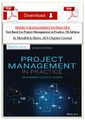 Test Bank For Project Management in Practice&comma; 7th Edition by Meredith & Shafer&comma; All 8 Chapters Covere