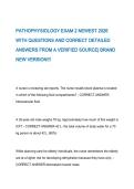 PATHOPHYSIOLOGY EXAM 2 NEWEST 2026 WITH QUESTIONS AND CORRECT DETAILED ANSWERS FROM A VERIFIED SOURCE&vert; BRAND NEW VERSION&excl;&excl;&excl;