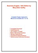 Instructor's Solution Manual for Business English&comma; 14th Edition by Guffey &lpar;All Chapters included&rpar;