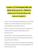 Lesson 8 - IT Professional Skills&comma; and Ethics in the Age of AI - Ethical AI Deployment Exam Questions and Answers Graded A&plus;