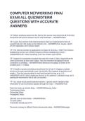 COMPUTER NETWORKING FINAl EXAM ALL QUIZ&sol;MIDTERM QUESTIONS WITH ACCURATE ANSWERS