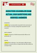 ADDICTION COUNSELOR EXAM ACTUAL 2026 QUESTIONS AND VERIFIED ANSWERS