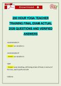 200 HOUR YOGA TEACHER TRAINING FINAL EXAM ACTUAL 2026 QUESTIONS AND VERIFIED ANSWERS