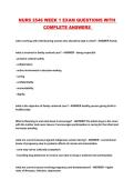 NURS 2546 WEEK 1 EXAM QUESTIONS WITH COMPLETE ANSWERS 