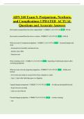 ADN 240 Exam 5&colon; Postpartum&comma; Newborn&comma; and Complications UPDATED ACTUAL Questions and Accurate Answers