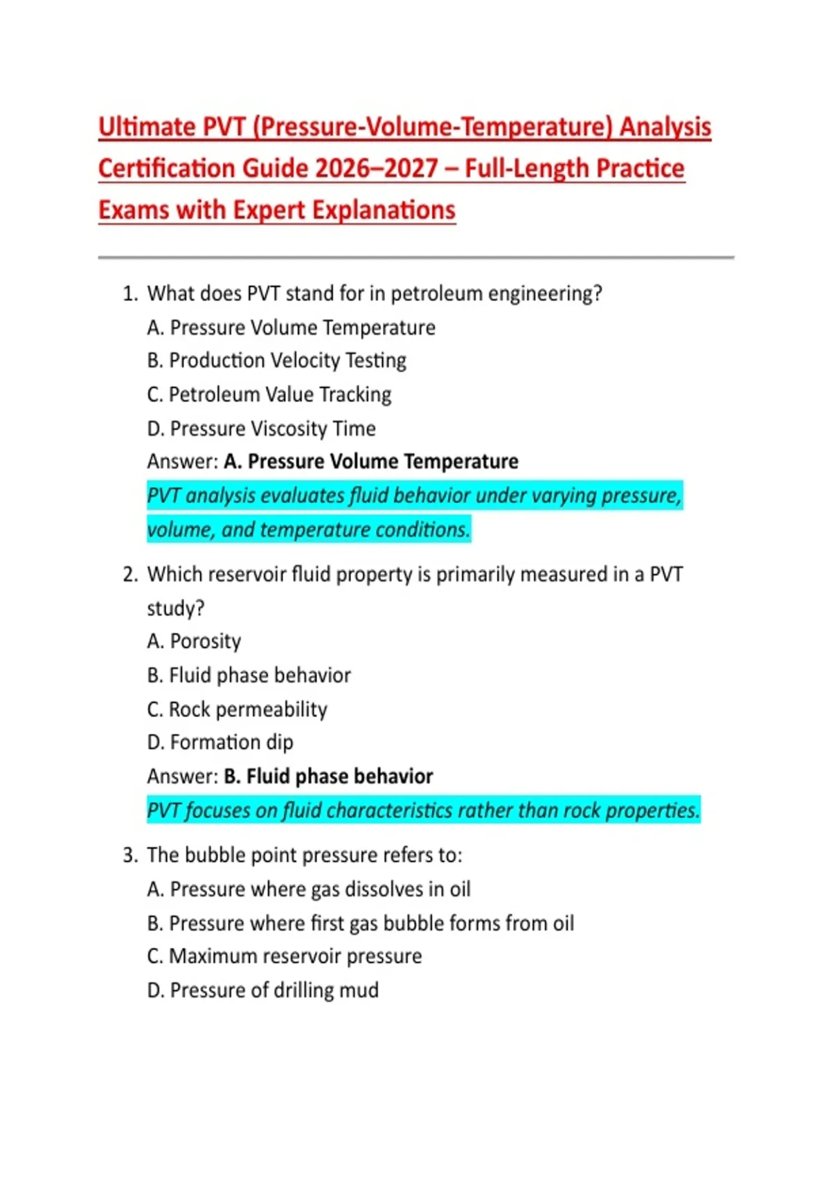 Pvt Analysis Example Ultimate PVT (Pressure-Volume-Temperature) Analysis Certification Guide ...