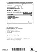 Pearson Edexcel Level 3 GCE 2025&sol;2026 ENGLISH LITERATURE 8ETO&sol;02 MERGED QUESTION PAPER&plus; MARK SCHEME