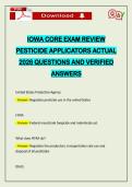 IOWA CORE EXAM REVIEW PESTICIDE APPLICATORS ACTUAL 2026 QUESTIONS AND VERIFIED ANSWERS