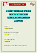 COMEDY DEFENSIVE DRIVING SCHOOL ACTUAL 2026 QUESTIONS AND VERIFIED ANSWERS