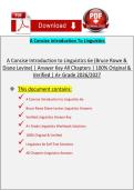 A Concise Introduction to Linguistics 6e &lpar;Bruce Rowe & Diane Levine&rpar; &vert; Complete Answer Key All Chapters &vert; Verified & Original &vert; A&plus; Grade