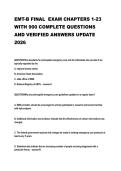 EMT-B FINAL  EXAM CHAPTERS 1-23  WITH 900 COMPLETE QUESTIONS  AND VERIFIED ANSWERS UPDATE  2026 
