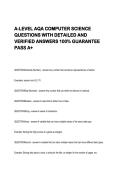 A-LEVEL AQA COMPUTER SCIENCE   QUESTIONS WITH DETAILED AND  VERIFIED ANSWERS 100&percnt; GUARANTEE  PASS A&plus; 