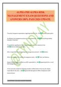 ALPHA PHI ALPHA RISK MANAGEMENT EXAM QUESTIONS AND ANSWERS 100&percnt; PASS 2026 UPDATE&period;