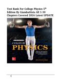 TEST BANK For College Physics&comma; 5th Edition By Alan Giambattista&comma; Verified Chapters 1 - 30&comma; Complete Newest Version