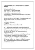Health and healing IV 1-2 wk Questions With Complete Solutions