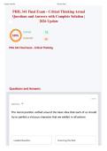 PHIL 341 Final Exam - Critical Thinking Actual Questions and Answers with Complete Solution &vert; 2026 Update