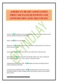 AMERICAN HEART ASSOCIATION FIRST AID EXAM QUESTIONS AND ANSWERS 100&percnt; PASS 2026 UPDATE&period;