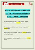 MILADY'S BARBER EXAM REVIEW ACTUAL 2026 QUESTIONS AND 100&percnt; CORRECT ANSWERS