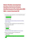 Master Plumber Licensing Exam  Questions And Correct Answers  &lpar;Verified Answers&rpar; Plus Rationales 2026  Q&A &vert; Instant Download Pdf