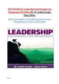 TEST BANK For Leadership And Nursing Care Management 8th Edition By M&period; Lindell Joseph&comma; Diane Huber Fully Covered Chapters 1-27