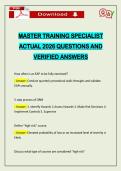 MASTER TRAINING SPECIALIST ACTUAL 2026 QUESTIONS AND VERIFIED ANSWERS