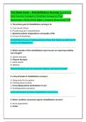 Test Bank Exam &ndash; Rehabilitation Nursing Questions  And Correct Answers &lpar;Verified Answers&rpar; Plus  Rationales 2025&sol;2026 Q&A &vert; Instant Download Pdf 