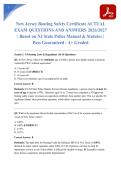 New Jersey Boating Safety Certificate ACTUAL EXAM QUESTIONS AND ANSWERS 2026&sol;2027 &vert; Based on NJ State Police Manual & Statutes &vert; Pass Guaranteed - A&plus; Graded