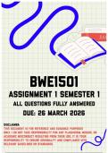 BWE1501 Assignment 1 Semester 1 Memo &vert; Due 26 March 2026