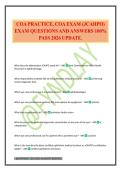 COA PRACTICE&comma; COA EXAM &lpar;JCAHPO&rpar; EXAM QUESTIONS AND ANSWERS 100&percnt; PASS 2026 UPDATE