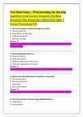 Test Bank Exam &ndash; Pharmacology for Nursing  Questions And Correct Answers &lpar;Verified  Answers&rpar; Plus Rationales 2025&sol;2026 Q&A &vert;  Instant Download Pdf 