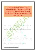 TENNESSEE DEPARTMENT OF AGRICULTURE&colon; ORNAMENTAL AND TURF PEST CONTROL TEST 2 EXAM QUESTIONS AND ANSWERS 100&percnt; PASS 2026 UPDATE