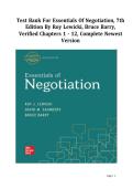 TEST BANK For Essentials of Negotiation&comma; 7th Edition by Roy Lewicki&comma; Bruce Barry&comma; Verified Chapters 1 - 12&comma; Complete Newest Version