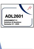 ADL2601 - ASSIGNMENT 01 SOLUTIONS & QUESTIONS &lpar;SEMESTER 01 - 2026&rpar;