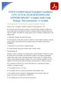 NATCO Certified Clinical Transplant Coordinator CCTC ACTUAL EXAM QUESTIONS AND ANSWERS 2026&sol;2027 &vert; Complete Study Guide Package &vert; Pass Guaranteed - A&plus; Graded