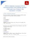 HESI A2 Admissions Assessment ACTUAL EXAM QUESTIONS AND ANSWERS 2026&sol;2027 &vert; Full-Length Exam &vert; 8 Subjects &vert; Pass Guaranteed - A&plus; Graded