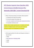 NYC Elevator Inspector Exam Questions With  Correct Answers &lpar;Verified Answers&rpar; Plus  Rationales 2026 Q&A &vert; Instant Download Pdf 