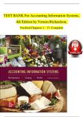 TEST BANK For Accounting Information Systems&comma;   4th Edition by Vernon Richardson&comma;   Verified Chapters 1 - 17&comma; Complete