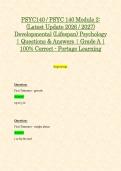 PSYC140 &sol; PSYC 140 Module 2&colon; &lpar;Latest Update 2026 &sol; 2027&rpar; Developmental &lpar;Lifespan&rpar; Psychology &vert; Questions & Answers &vert; Grade A &vert; 100&percnt; Correct - Portage Learning