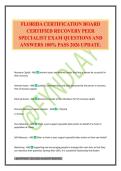 FLORIDA CERTIFICATION BOARD CERTIFIED RECOVERY PEER SPECIALIST EXAM QUESTIONS AND ANSWERS 100&percnt; PASS 2026 UPDATE&period;
