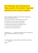 Microbiology with Diseases by Body System 5th Edition  Bauman questions and correct answers 