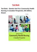 Test Bank - Stamler and Yiu's Community Health Nursing&colon; A Canadian Perspective&comma; 6th Edition&comma; Dosani &vert;Newest Edition&vert; 2026