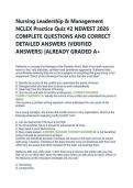 Nursing Leadership & Management  NCLEX Practice Quiz &num;2 NEWEST 2026  COMPLETE QUESTIONS AND CORRECT  DETAILED ANSWERS &lpar;VERIFIED  ANSWERS&rpar; &vert;ALREADY GRADED A&plus;
