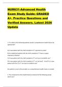 NUR631-Advanced Health  Exam Study Guide&colon; GRADED  A&plus;&period; Practice Questions and  Verified Answers&period; Latest 2026  Update 