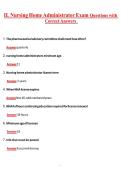 IL Nursing Home Administrator Exam Questions with Correct Answers 