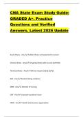 CNA State Exam Study Guide&colon;  GRADED A&plus;&period; Practice  Questions and Verified  Answers&period; Latest 2026 Update 